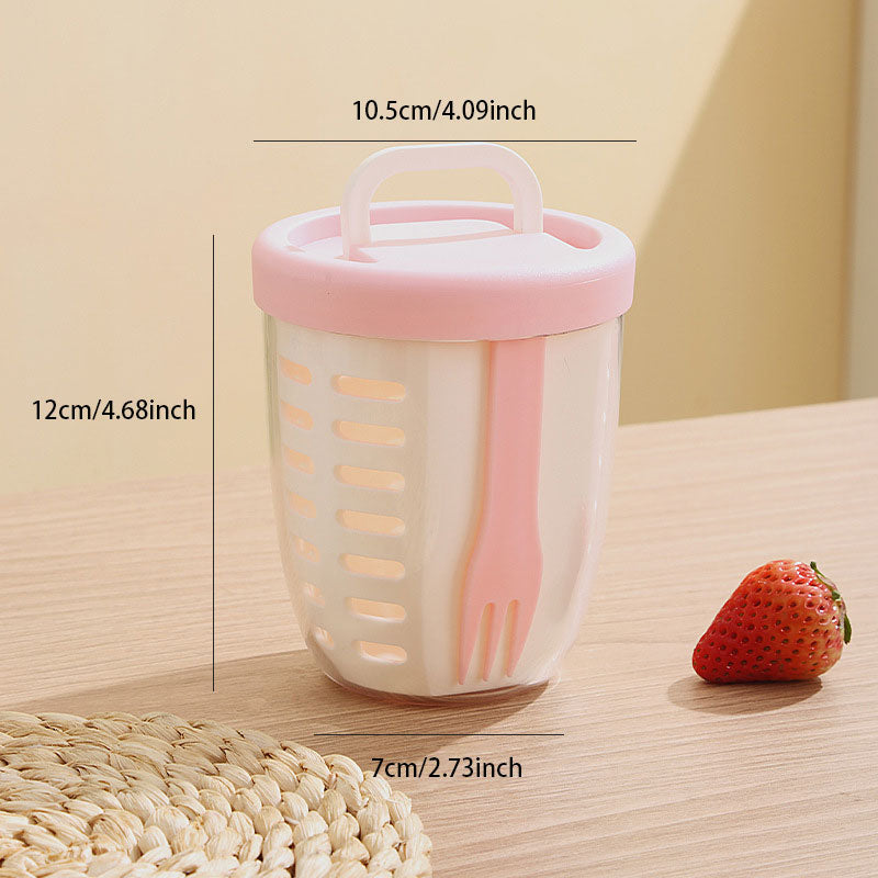 On-the-Go Fruit Cup with Strainer – Includes Fork