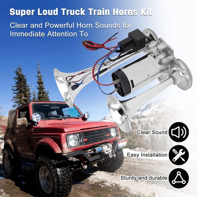 2026 Upgraded 12V Air Horn Dual Horn,for Vehicles Trucks Pickup Trains Lorrys SUVs Cars Boats Alarm for Home Security