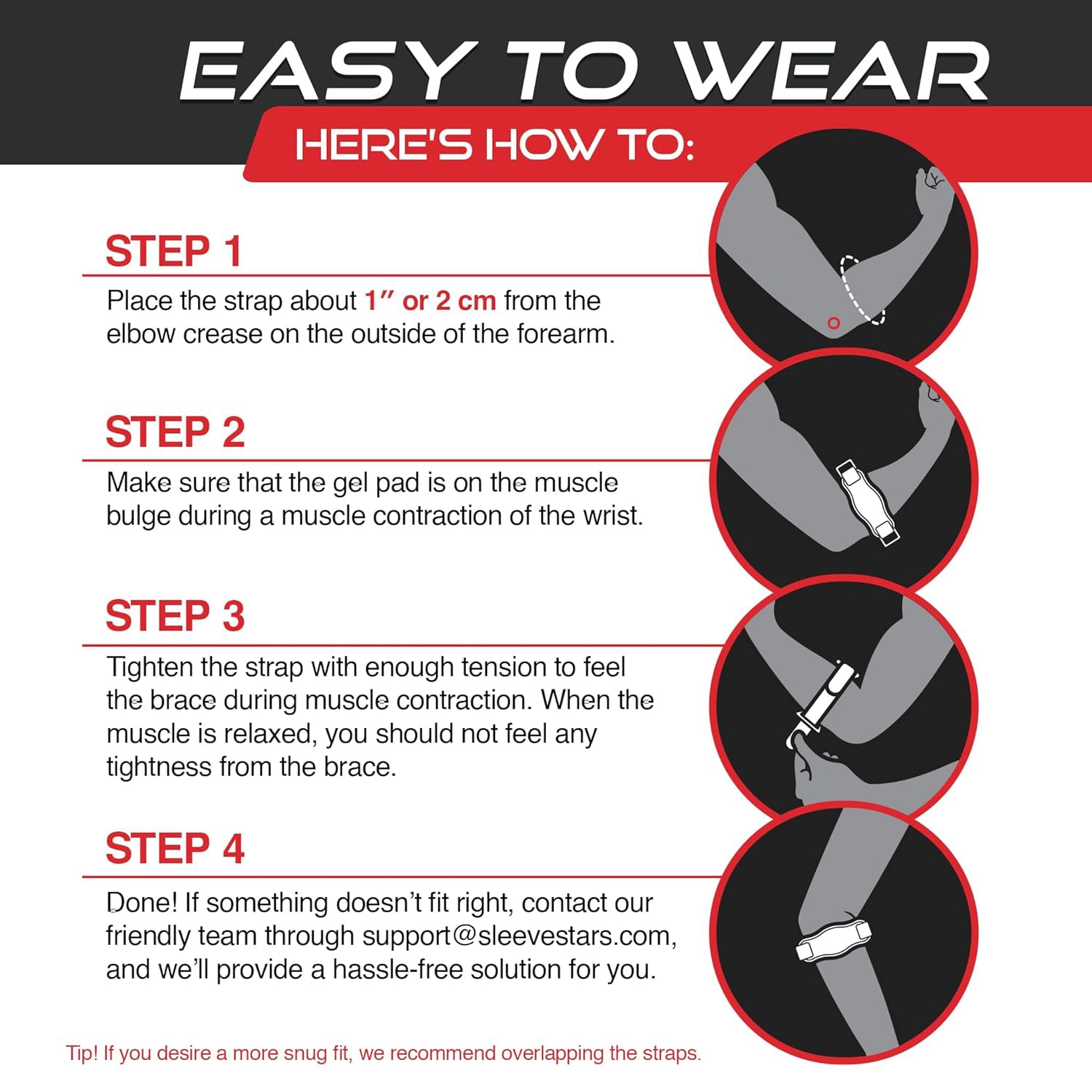 Adjustable Elbow Compression Brace with Three Hook and Loop Straps