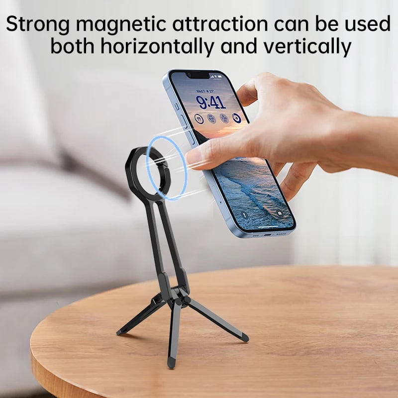  For Magsafe Phone Tripod Dual-sided Magnetic Phone Holder 360° Rotating Portable Cell Phone Holder