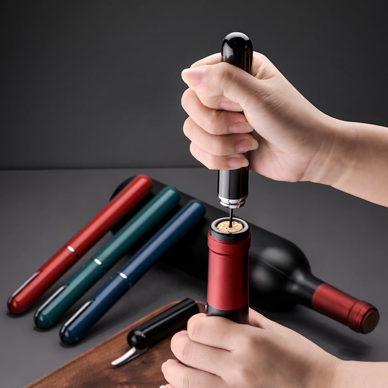 Air pressure wine corkscrew