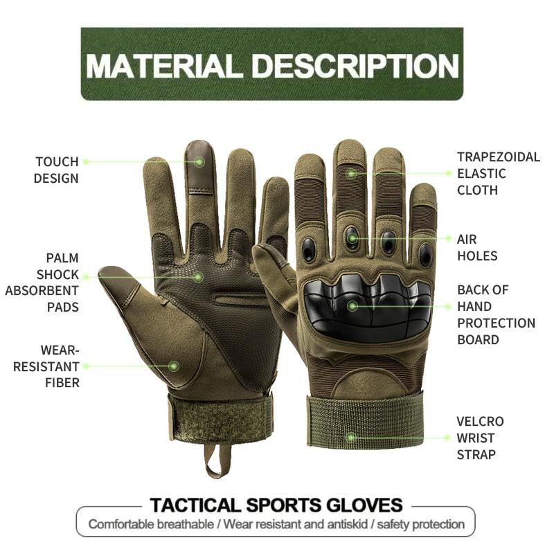 Tactical Full Finger Gloves with Soft Knuckle Protection