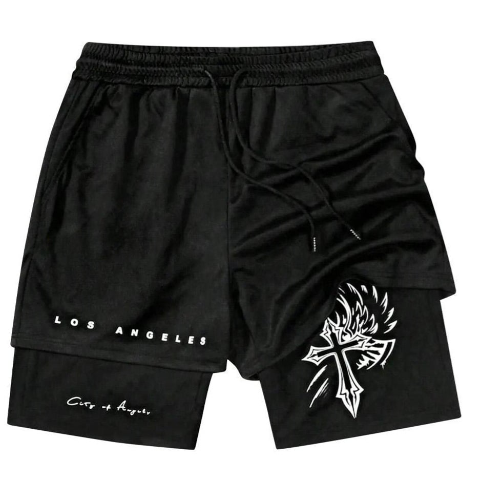 2 in 1 shorts Double layer fitness sports pants casual shorts