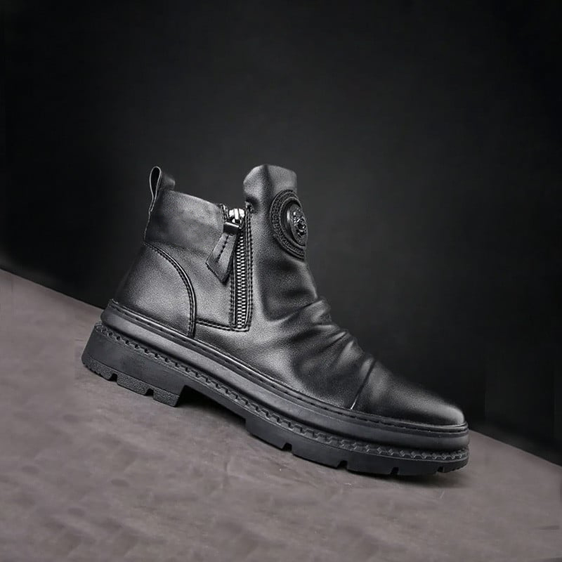 Men's Comfortable Leather Motorcycle Boots Work Boots Waterproof Anti-Slip Anti-Sprain