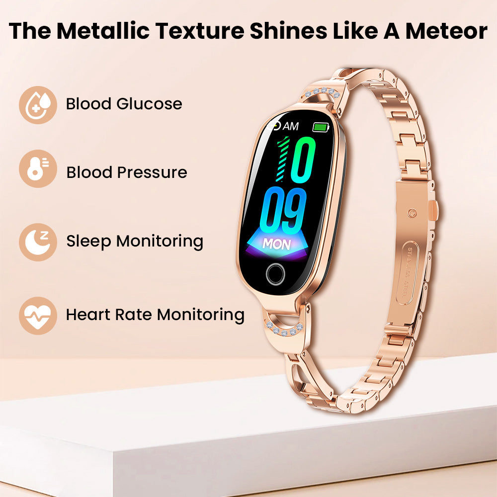 F81 Woman Blood Sugar Blood Pressure monitoring Luxury Diamond Design Fashion Smartwatch