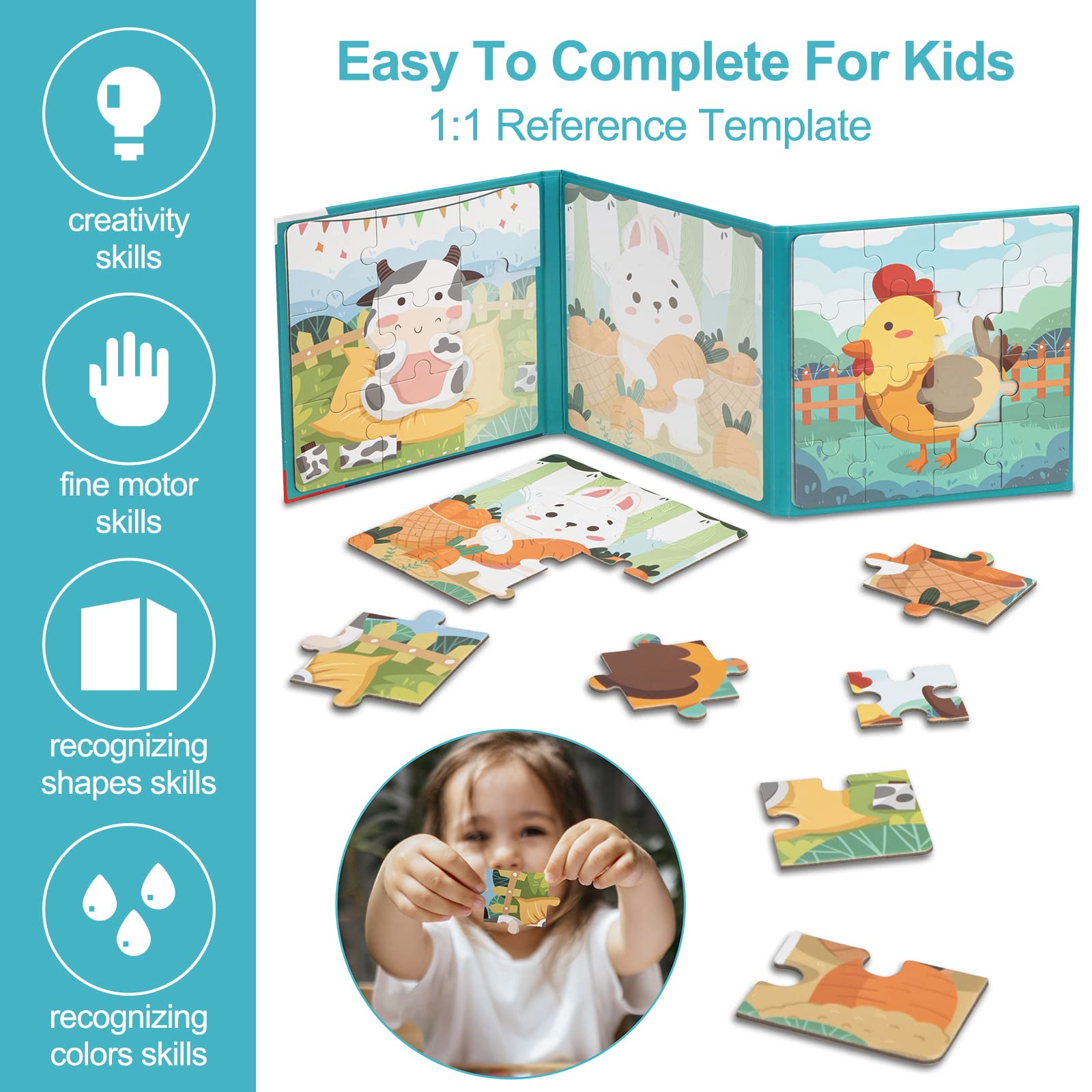 Wooden 3-In-1 Magnetic Advanced Folding Puzzle