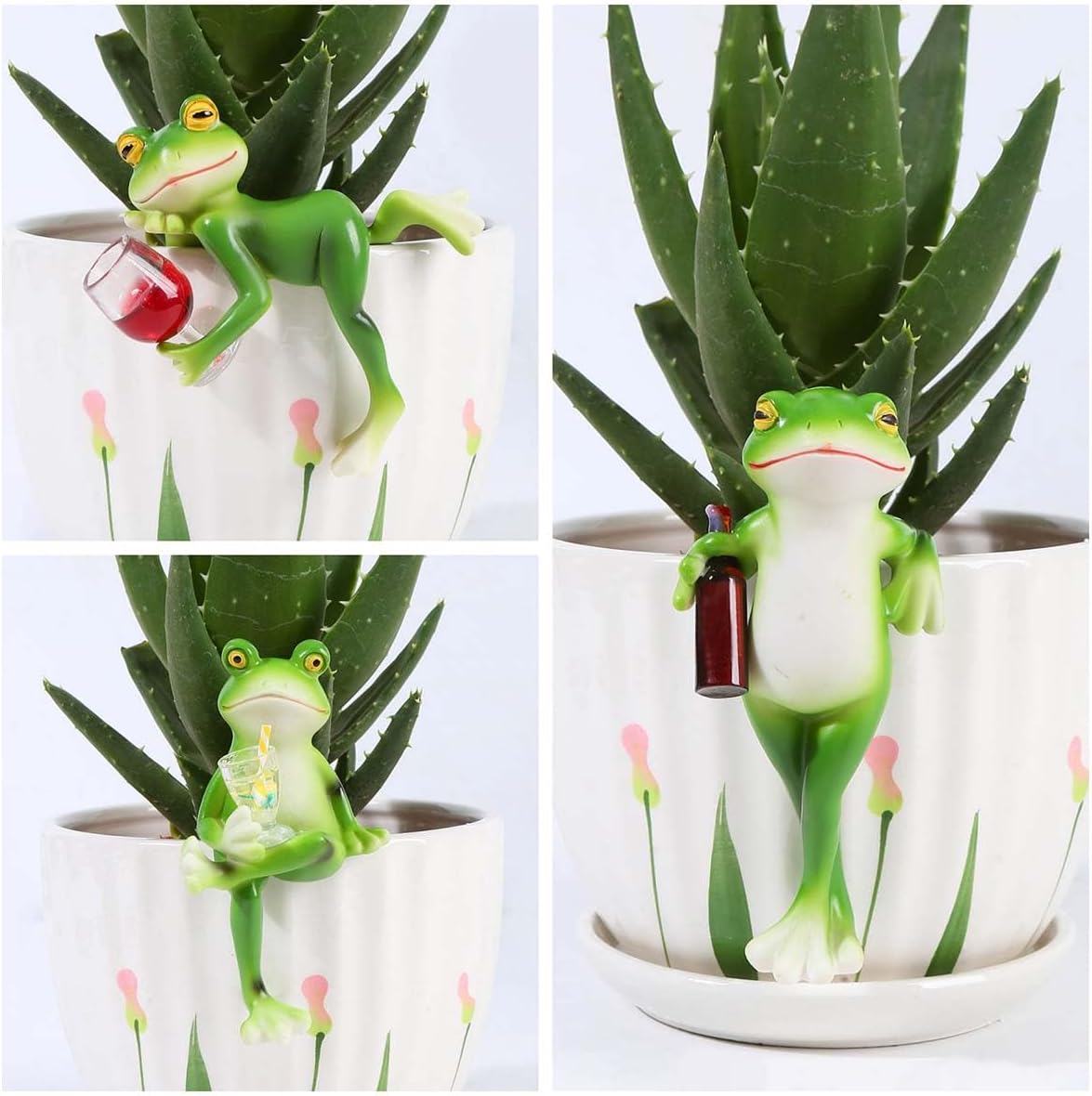Tipsy Frog Sculpture, Flower Pot Decoration