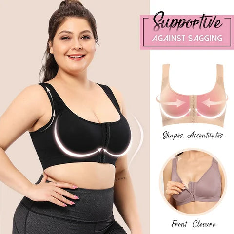 Front Closure Posture Wireless Back Support Full Coverage Bra