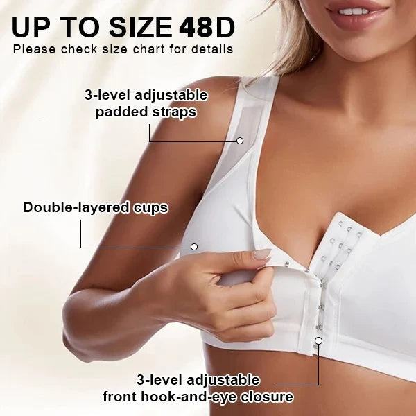 Front Closure Posture Wireless Back Support Full Coverage Bra