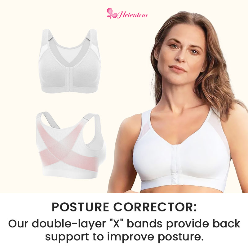 Front Closure Posture Wireless Back Support Full Coverage Bra