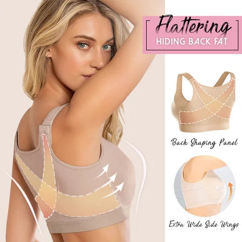 Front Closure Posture Wireless Back Support Full Coverage Bra