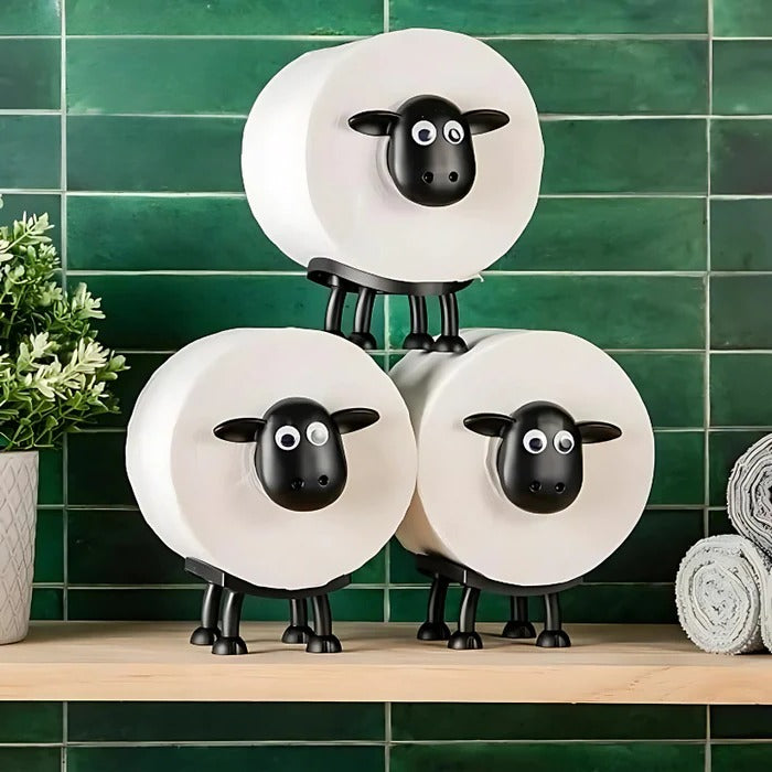 Vertical Toilet Paper Roll Holder with Sheep Design, 3-Pack for Bathrooms