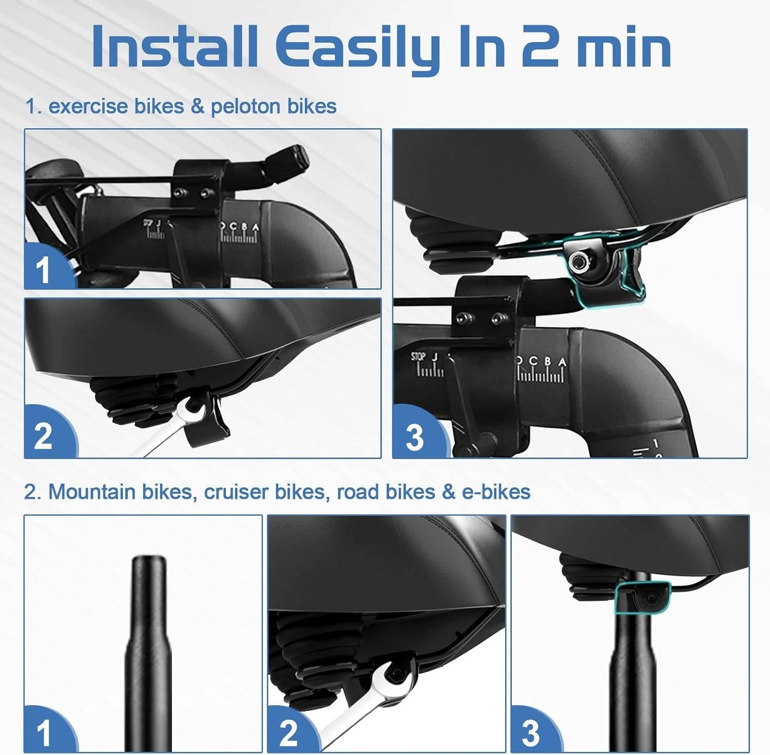 Wide Bicycle Seat Cushion Comfort Saddle, Oversized Bike Seat for Men Women Exercise Electric Mountain Cruiser Bikes