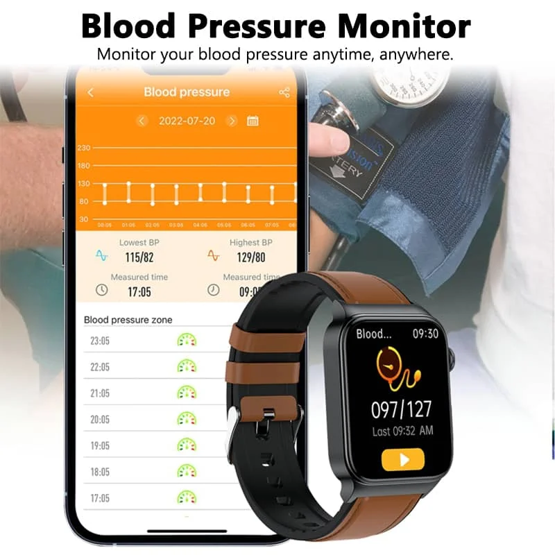 2024 NEW E500 ECG Smart Watch with Blood Pressure Monitor Body Temperature Blood Glucose Heart Rate Blood Oxygen