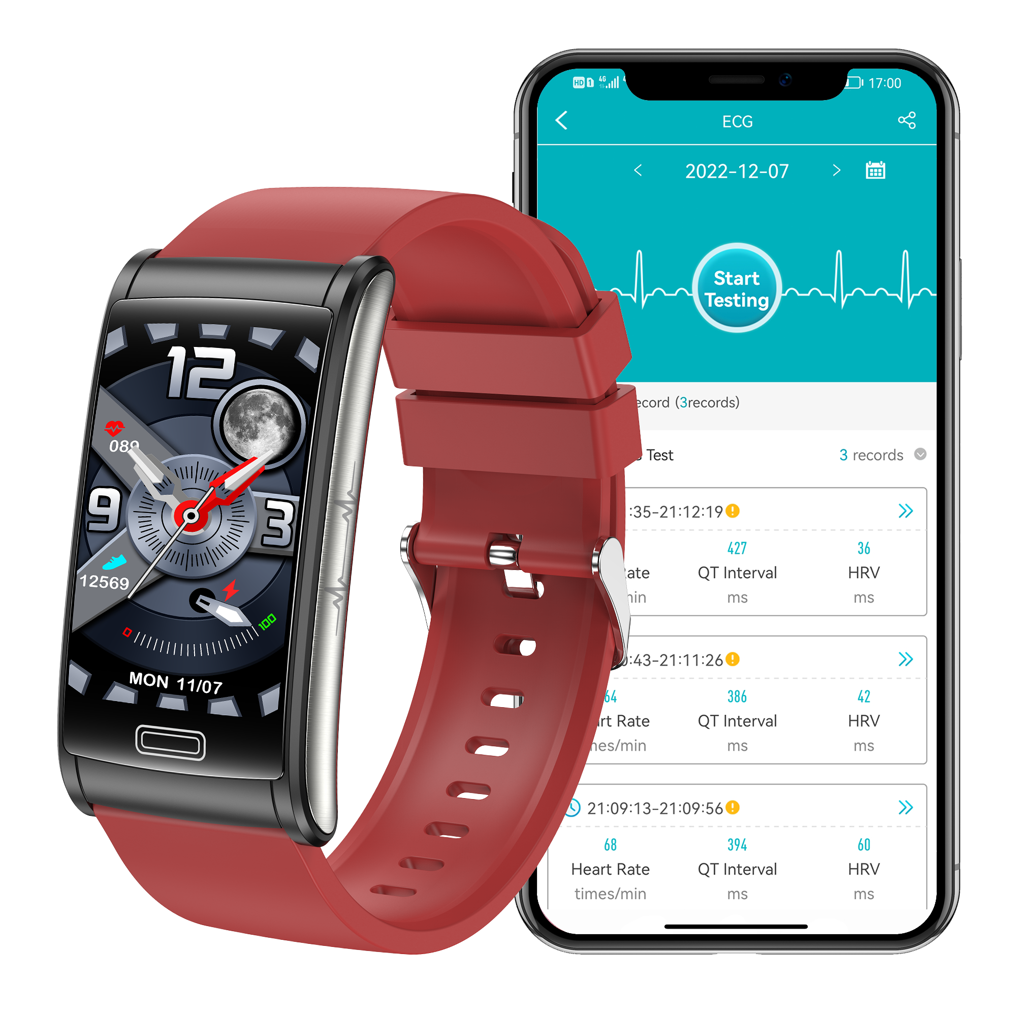 ECG Bracelet Blood Oxygen Blood Glucose Scientific Sleep HRV Smart Watch