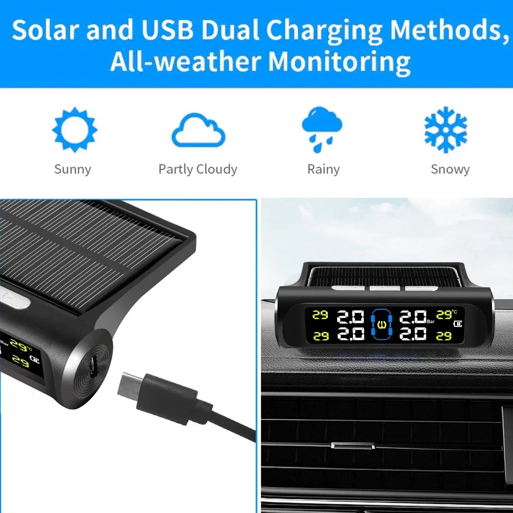Real-time Display Solar Charging Tire Pressure Monitoring System