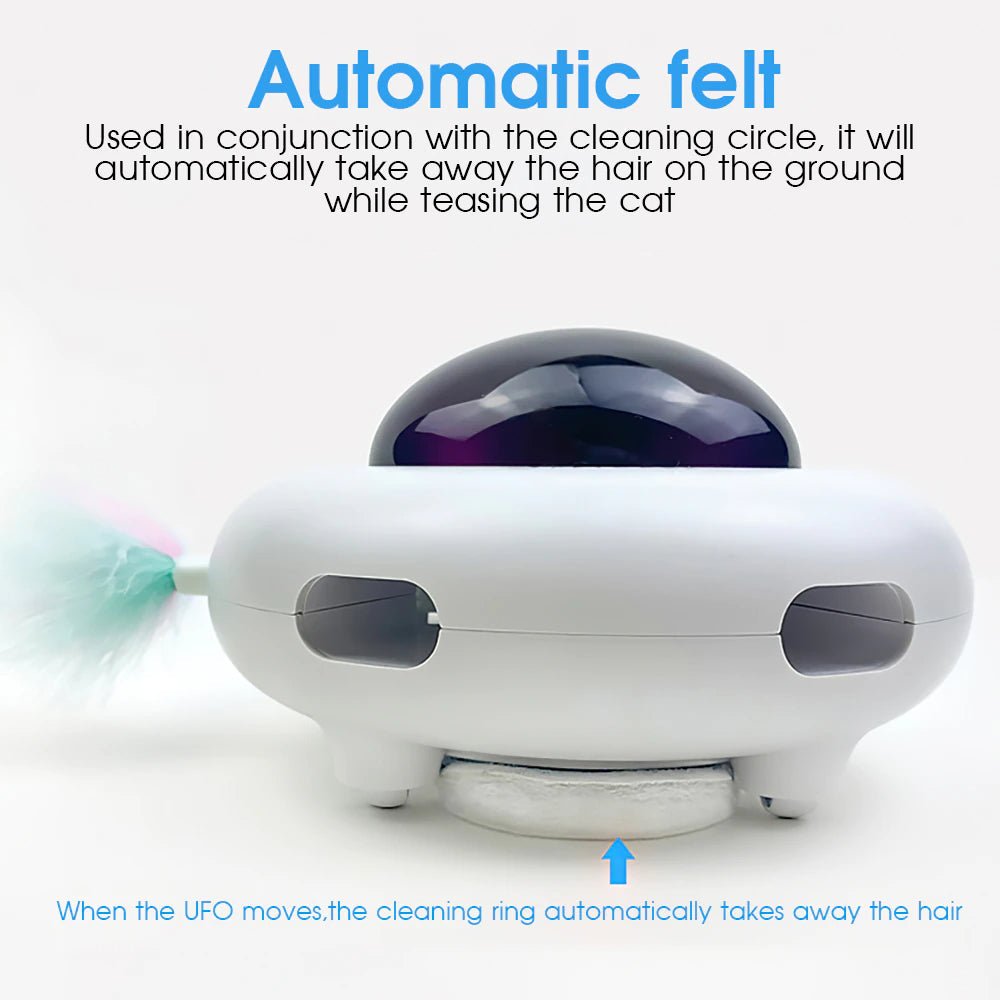 Smart UFO Interactive Cat Toy - Indoor Rotating Feather Electronic Toy with Smart Auto Shut-Off, Random Movement, and USB Charging