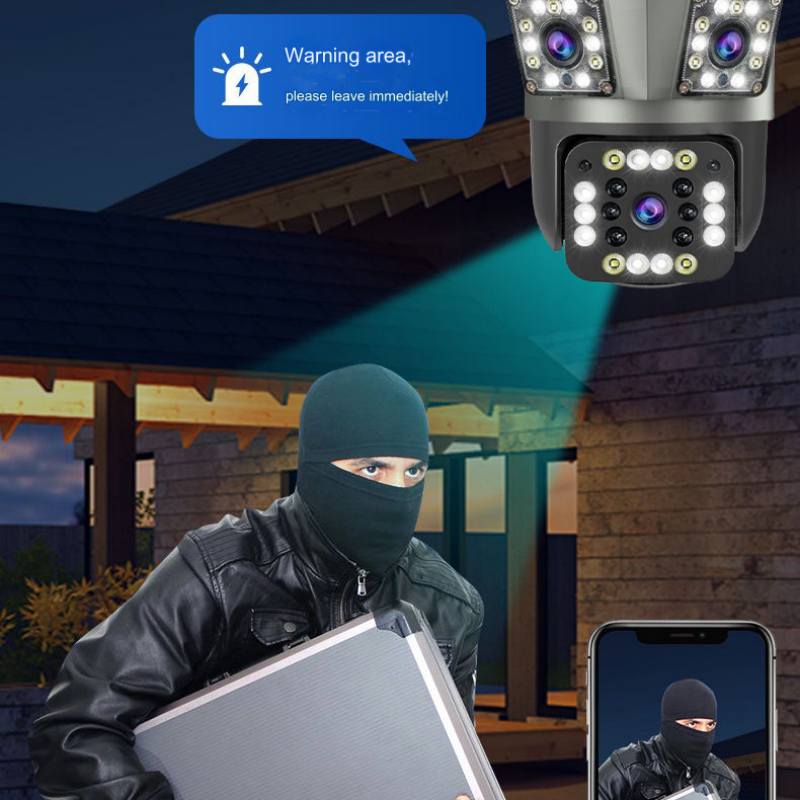 Outdoor Waterproof Wireless WiFi HD Triple Security Camera