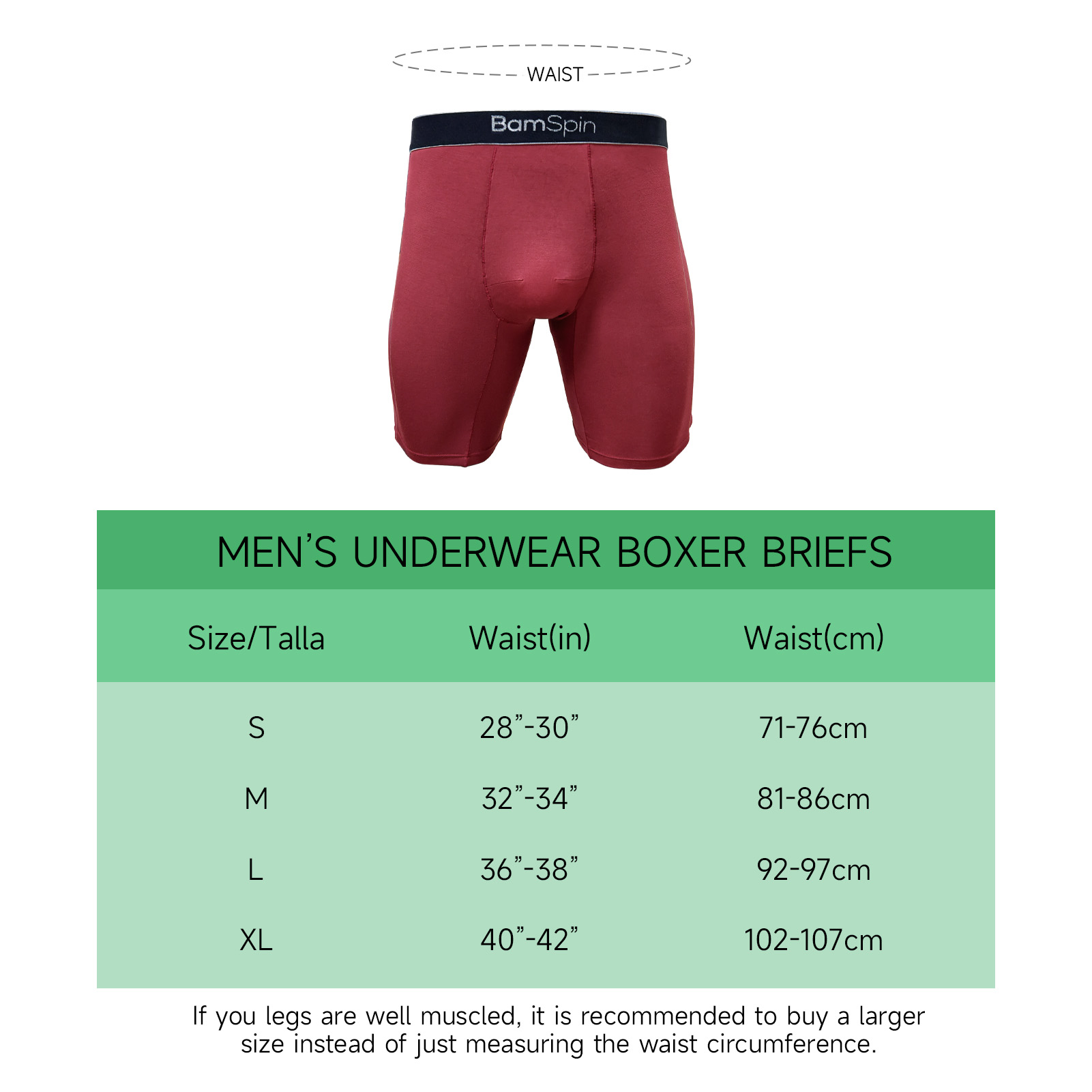 BamSpin Men's Boxer Briefs Soft Breathable Underwear Trunks（1pack）
