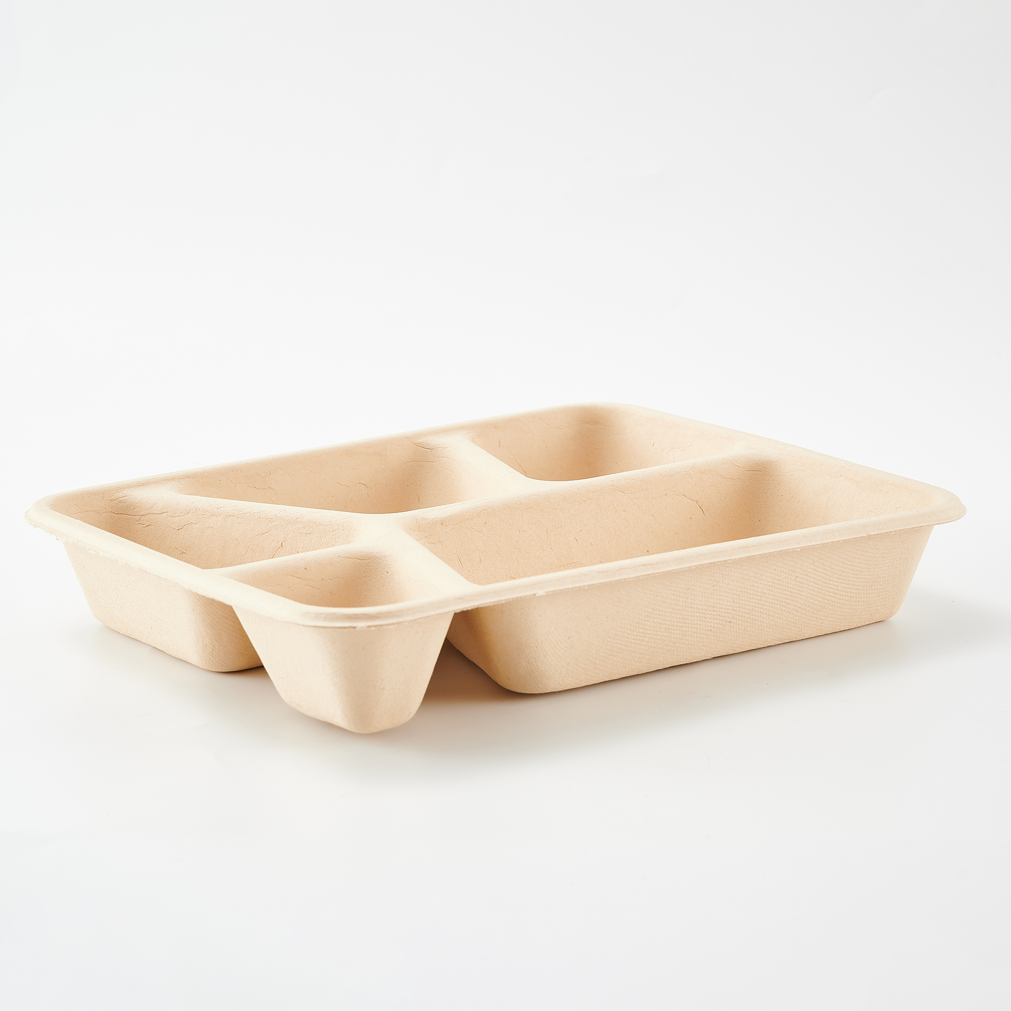 Four Partitioned Bamboo Pulp Disposable Dinner Plates