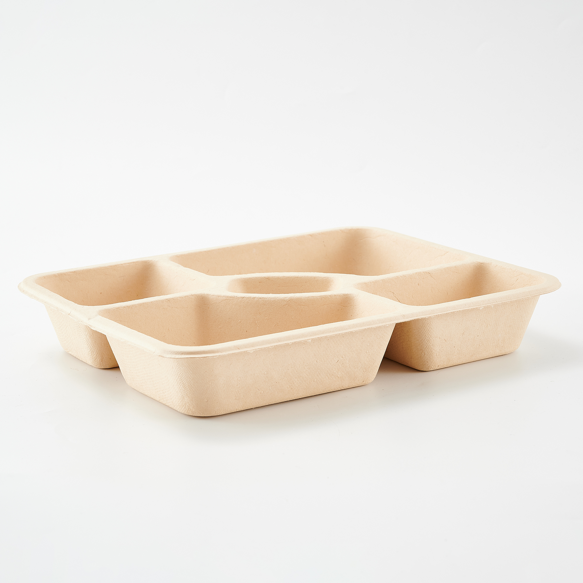 Four Partitioned Bamboo Pulp Disposable Dinner Plates