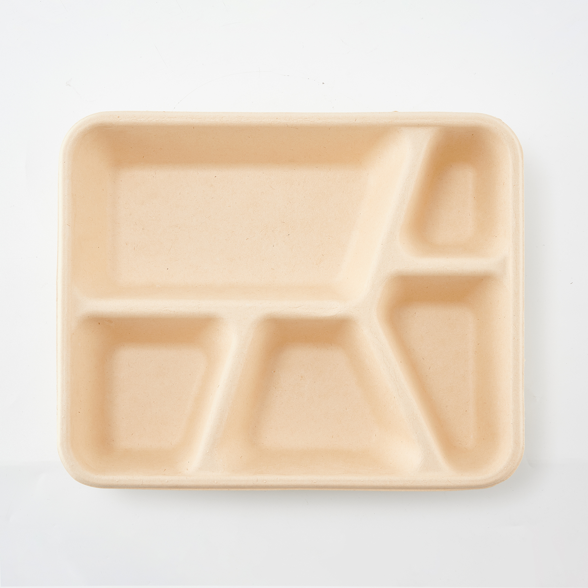 Four Partitioned Bamboo Pulp Disposable Dinner Plates