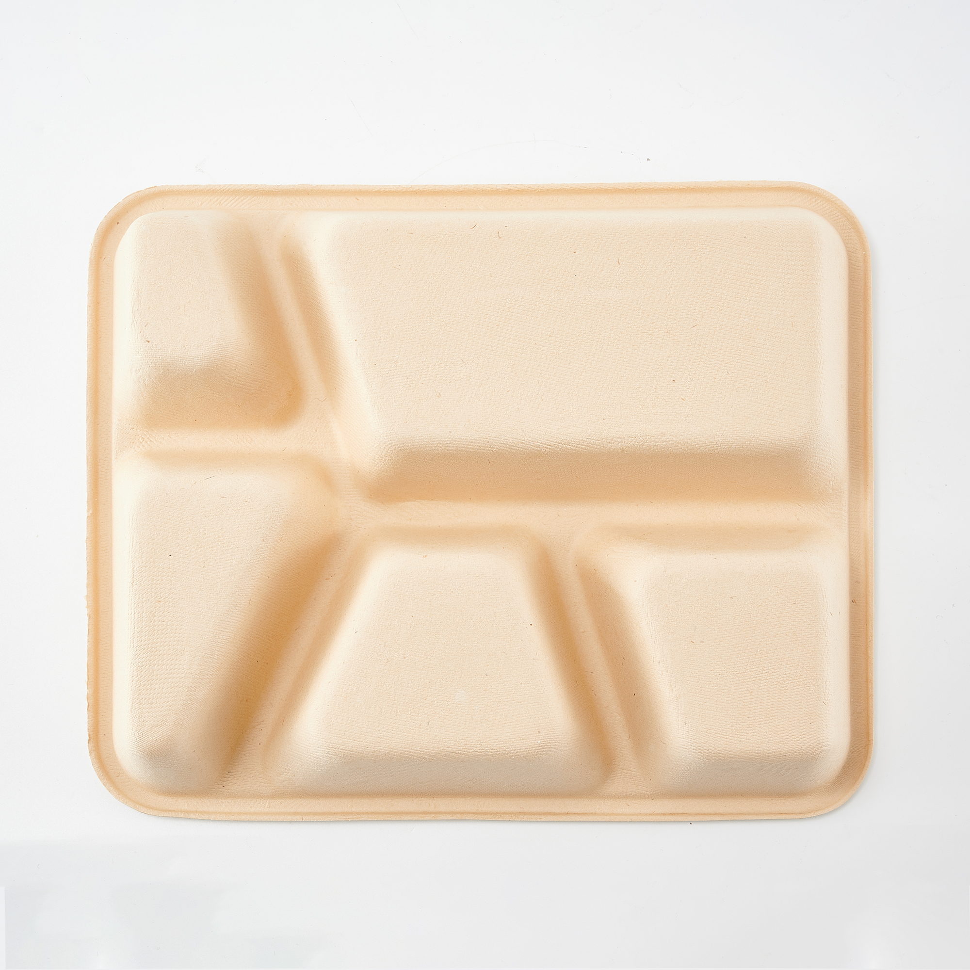 Four Partitioned Bamboo Pulp Disposable Dinner Plates