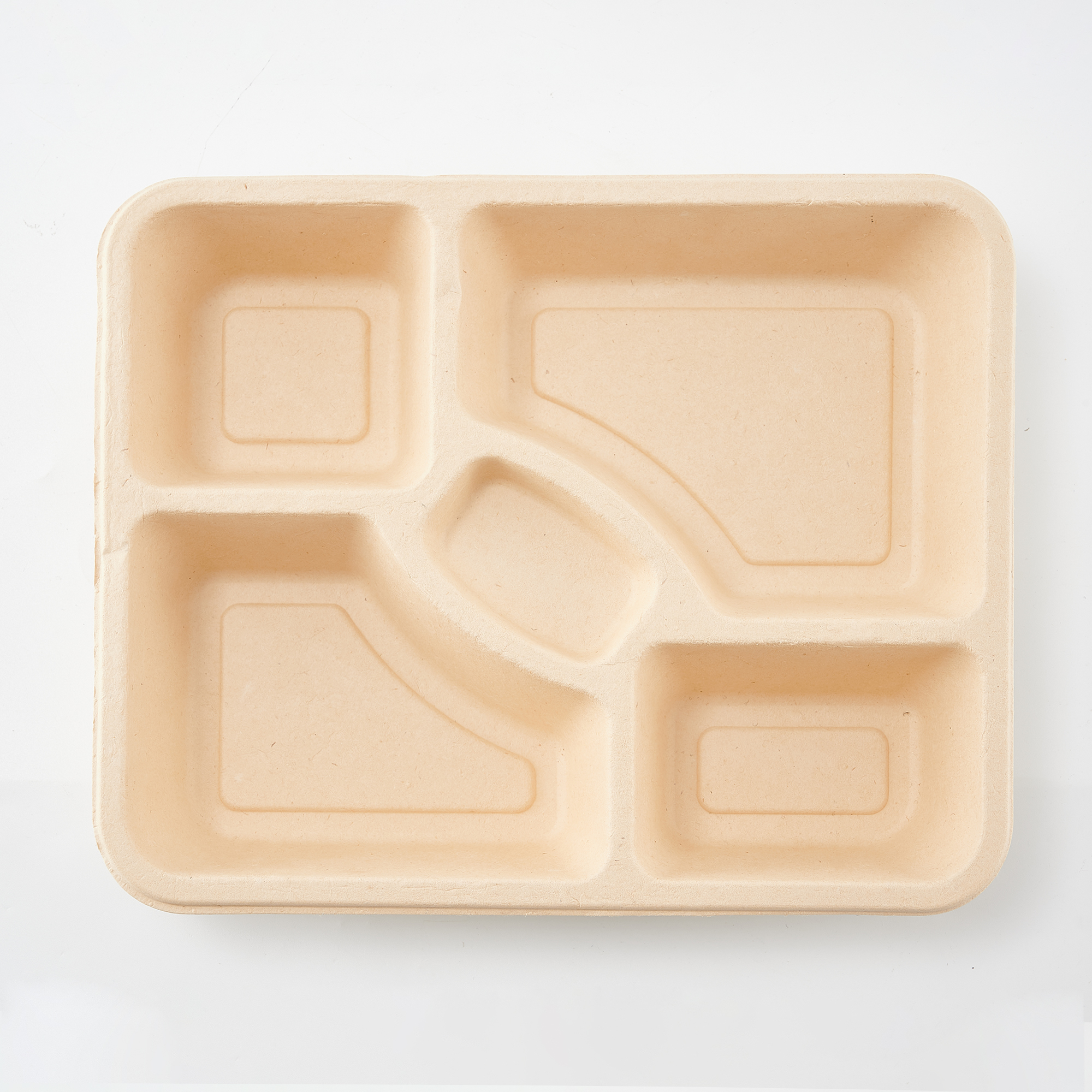 Four Partitioned Bamboo Pulp Disposable Dinner Plates