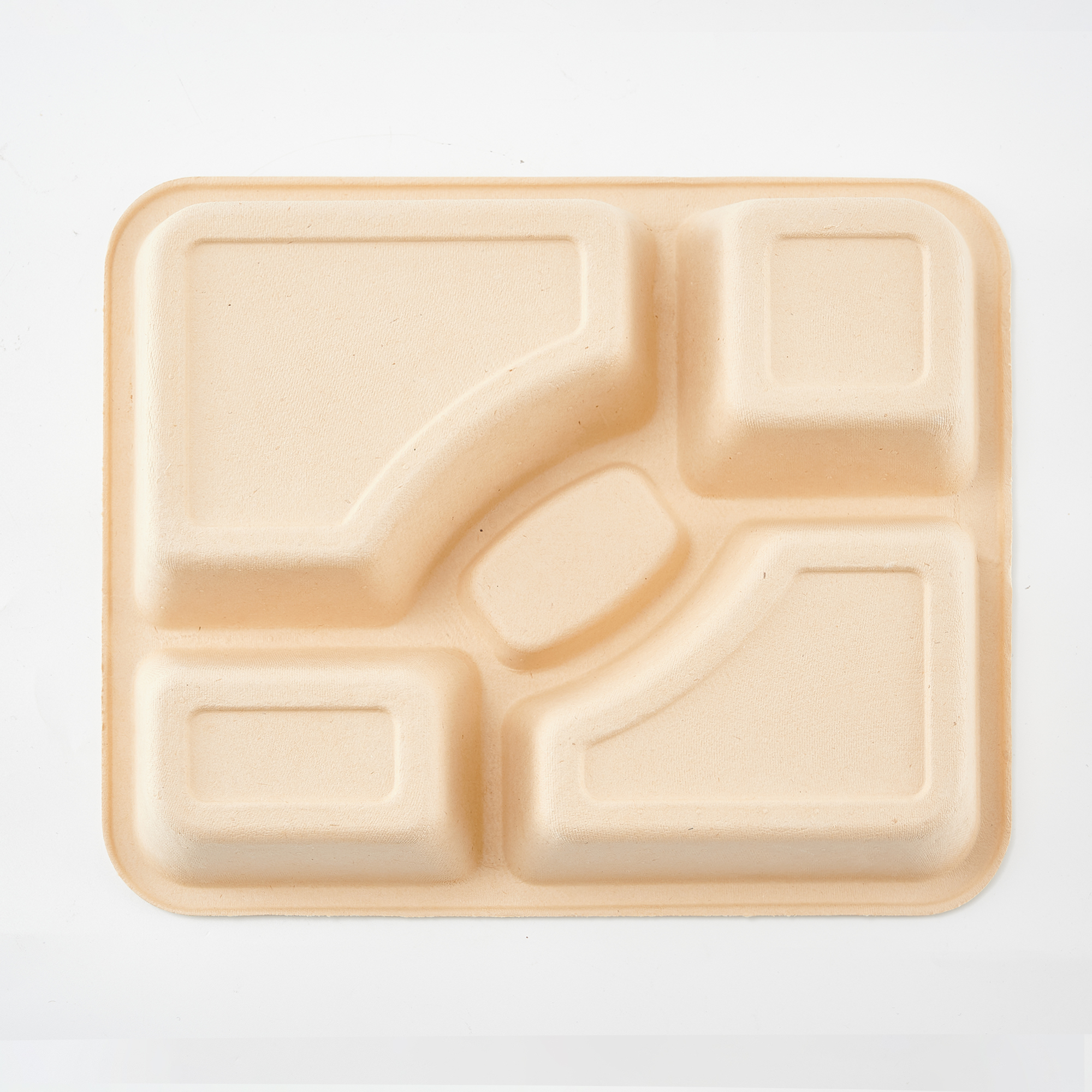 Four Partitioned Bamboo Pulp Disposable Dinner Plates