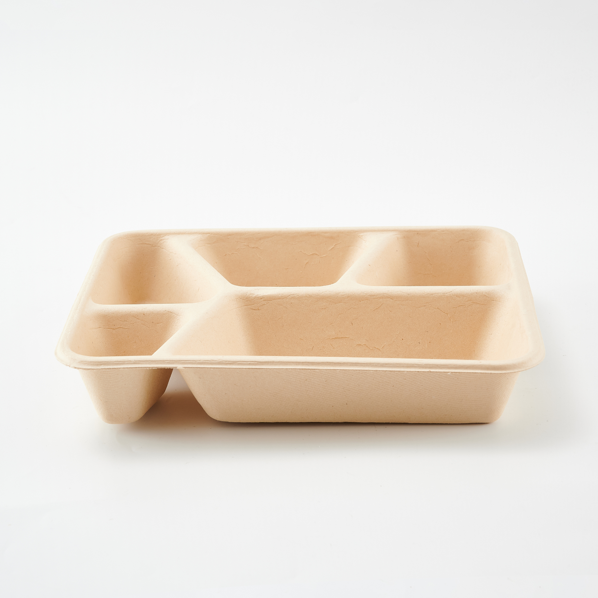 Four Partitioned Bamboo Pulp Disposable Dinner Plates