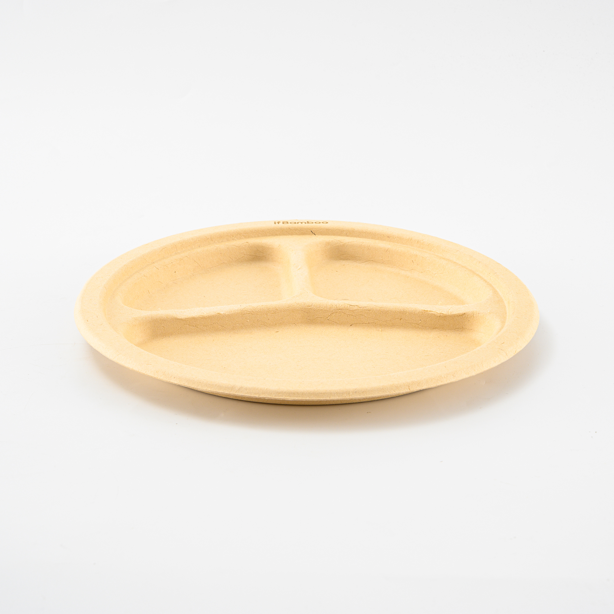 3-Partitioned Bamboo Pulp Disposable Round Dinner Plate