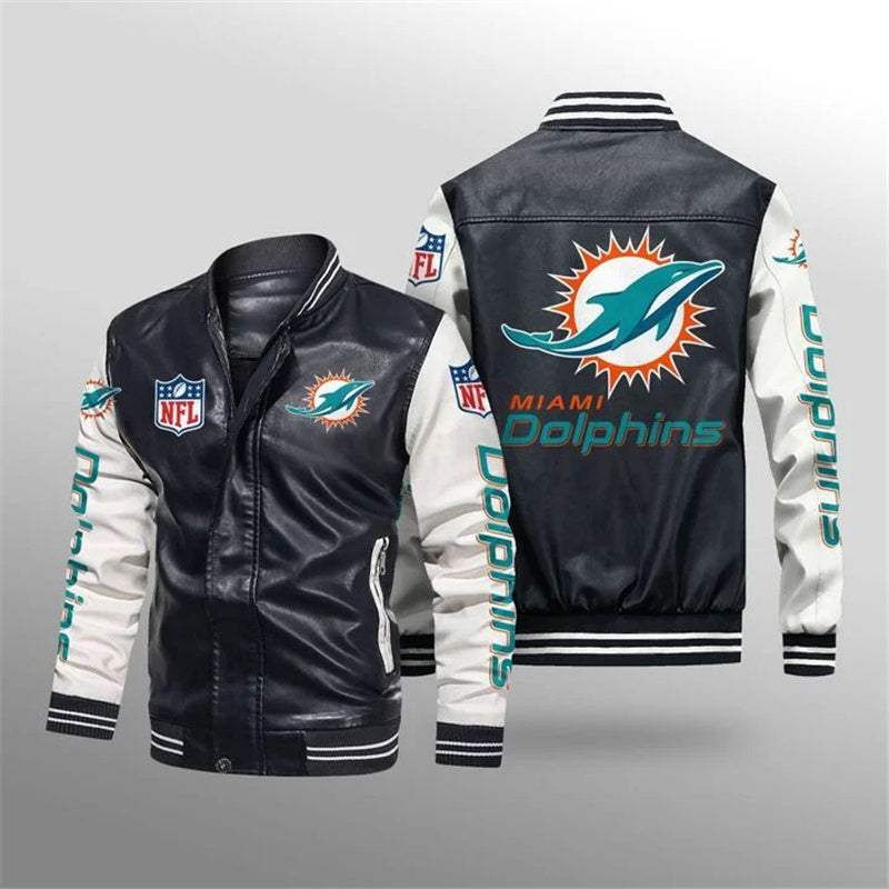 Miami Dolphins Thermal Plush Leather Jacket