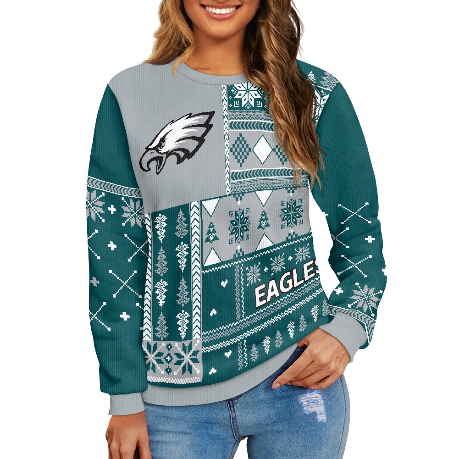 Philadelphia Eagles Busy Block Snowfall Sweater