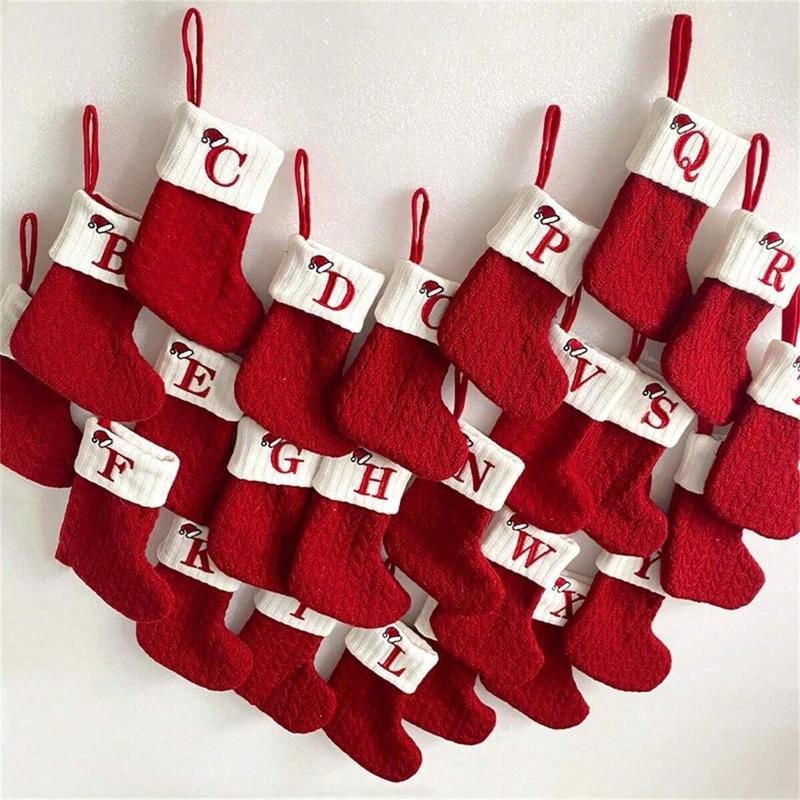 🎅Christmas Sale 49% OFF-🧦Personalized Initial Knitted Christmas Stocking Fireplace Hanging Decor Holiday Party Gift Home Decoration