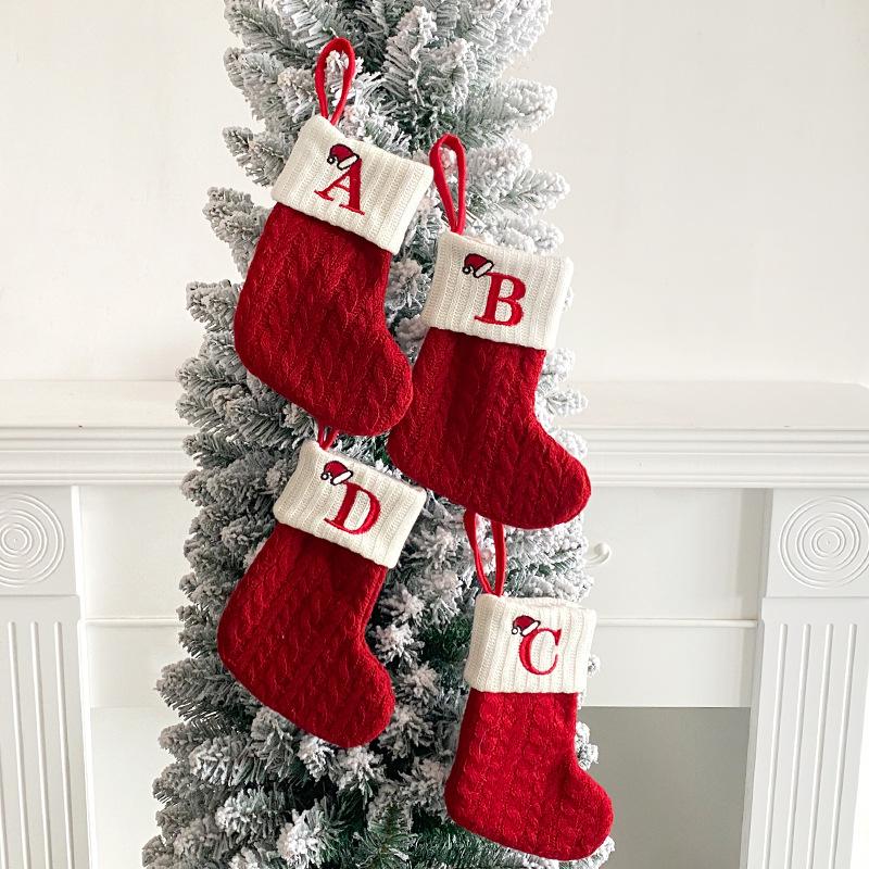 🎅Christmas Sale 49% OFF-🧦Personalized Initial Knitted Christmas Stocking Fireplace Hanging Decor Holiday Party Gift Home Decoration