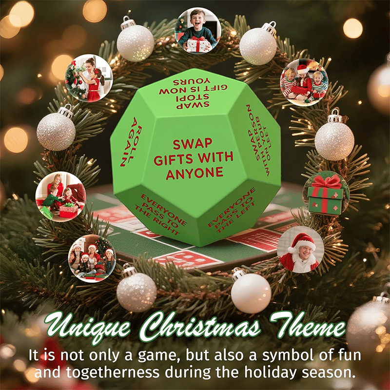 Santa Swap Gift Exchange Dice, 3 * 3in Exchange Gifts Family Game