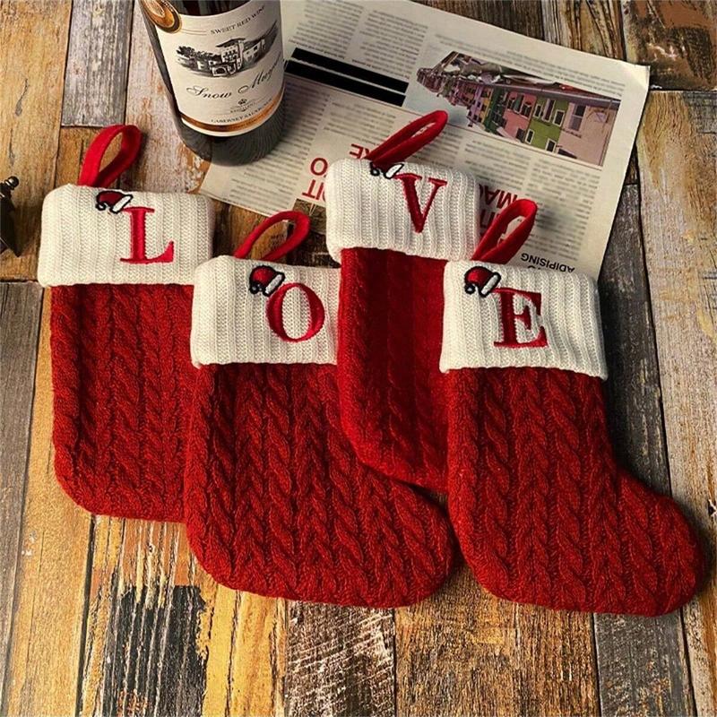 🎅Christmas Sale 49% OFF-🧦Personalized Initial Knitted Christmas Stocking Fireplace Hanging Decor Holiday Party Gift Home Decoration
