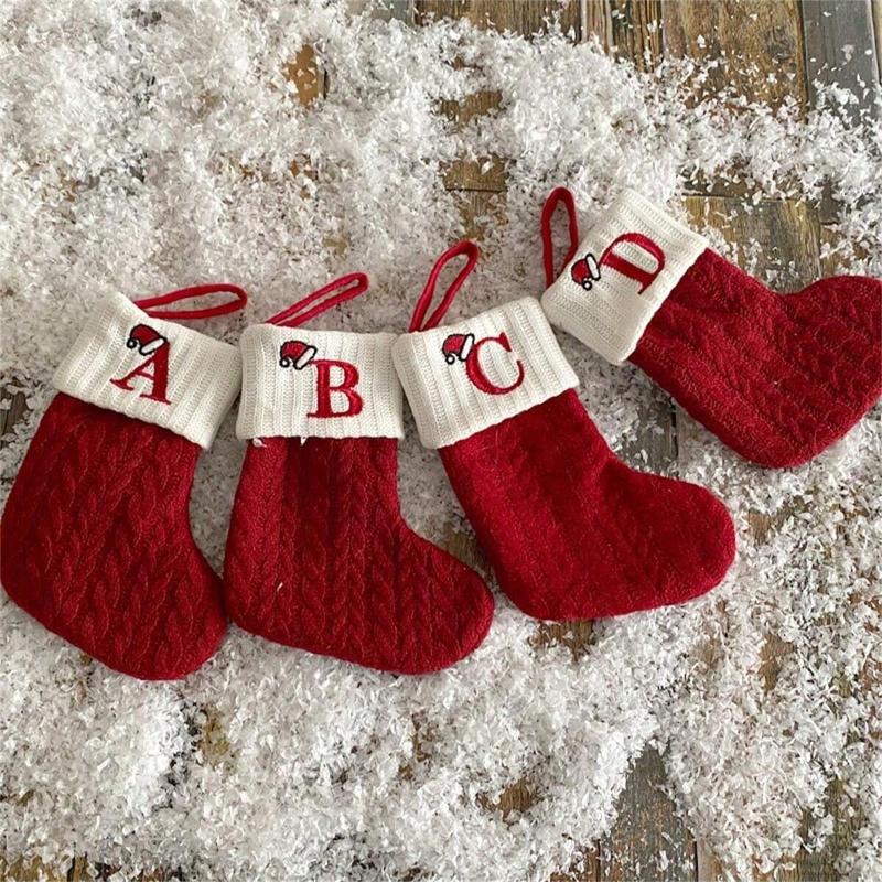 🎅Christmas Sale 49% OFF-🧦Personalized Initial Knitted Christmas Stocking Fireplace Hanging Decor Holiday Party Gift Home Decoration