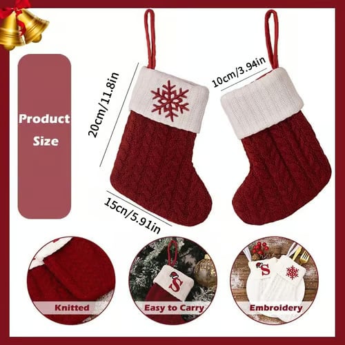 🎅Christmas Sale 49% OFF-🧦Personalized Initial Knitted Christmas Stocking Fireplace Hanging Decor Holiday Party Gift Home Decoration