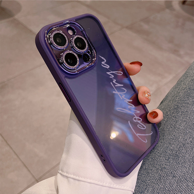 Personalized protective cover all-in-one flash lens film name phone case