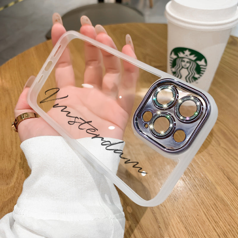 Personalized protective cover all-in-one flash lens film name phone case