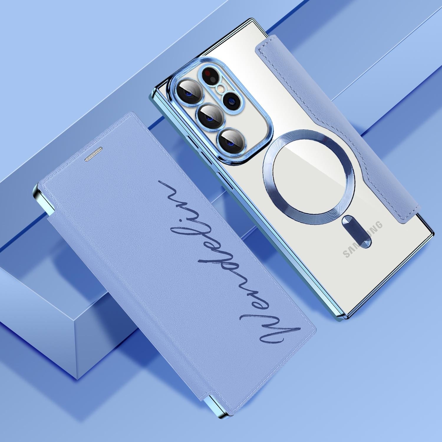 Personalized Leather textured flip phone Samsung case