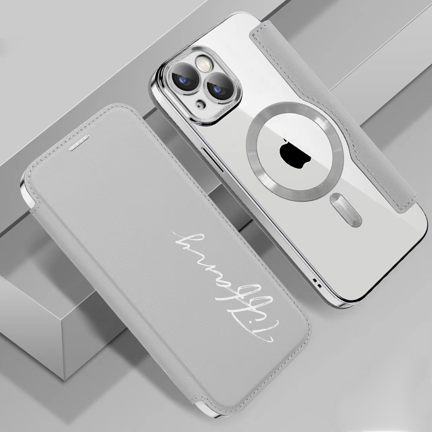 Personalized Leather textured flip phone case