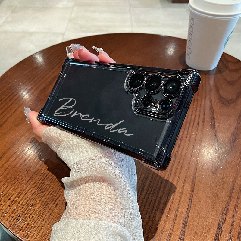 Customized Samsung Casual Vertical Name Ultra Transparent Phone Case (2 Free Shipping)