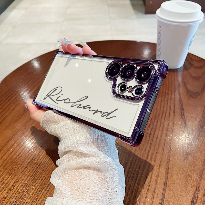 Customized Samsung Casual Vertical Name Ultra Transparent Phone Case (2 Free Shipping)