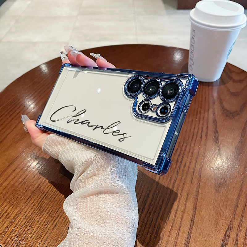 Customized Samsung Casual Vertical Name Ultra Transparent Phone Case (2 Free Shipping)