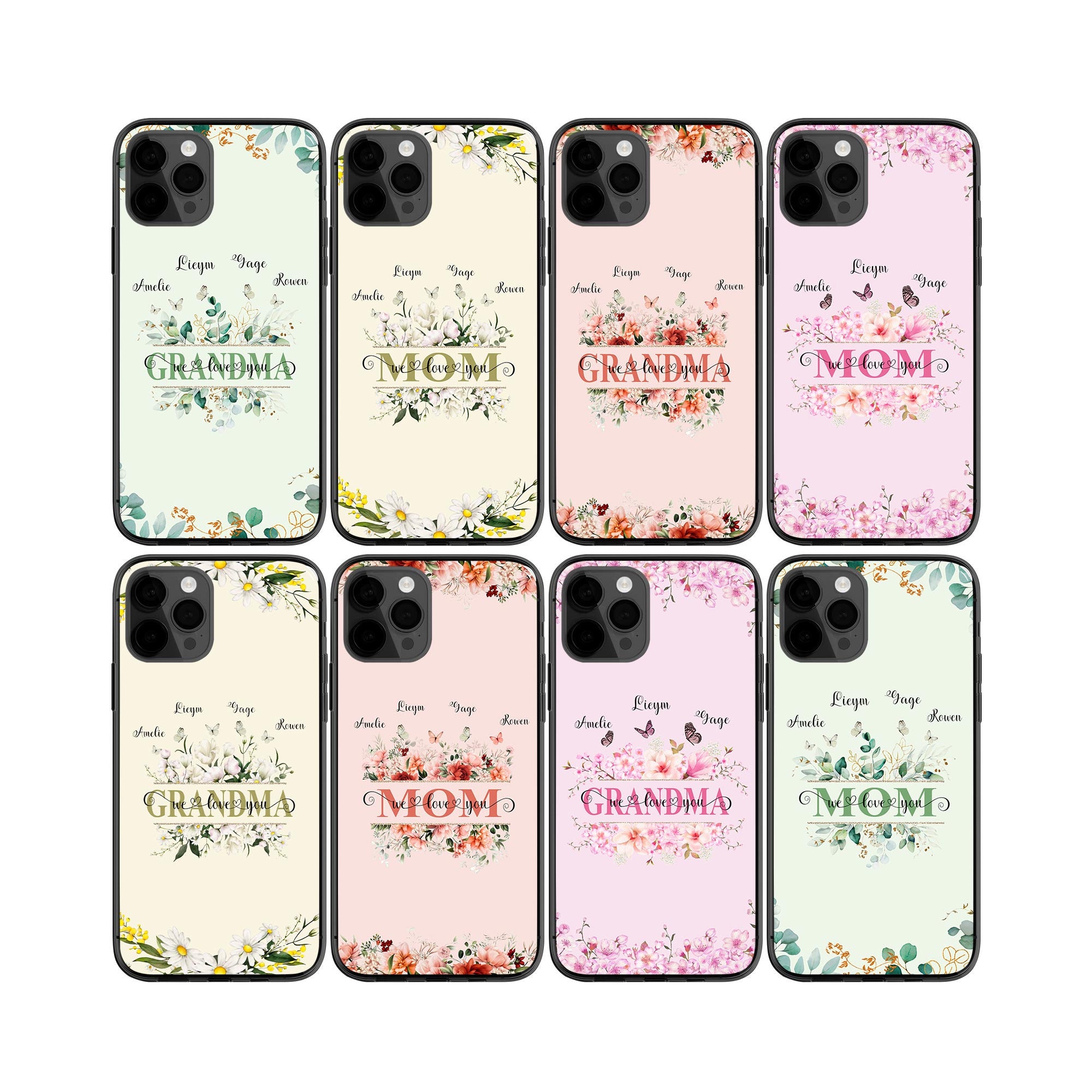 Personalized Grandma, Mom We Love You Floral Phone Case | OFCase106