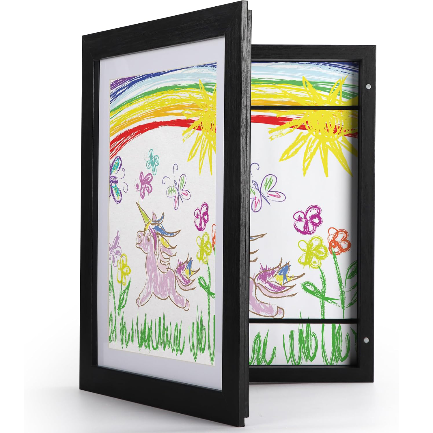 Kids Art Frame Wood 1 set 8.5x11 with Mat or 10x12.5 without Mat