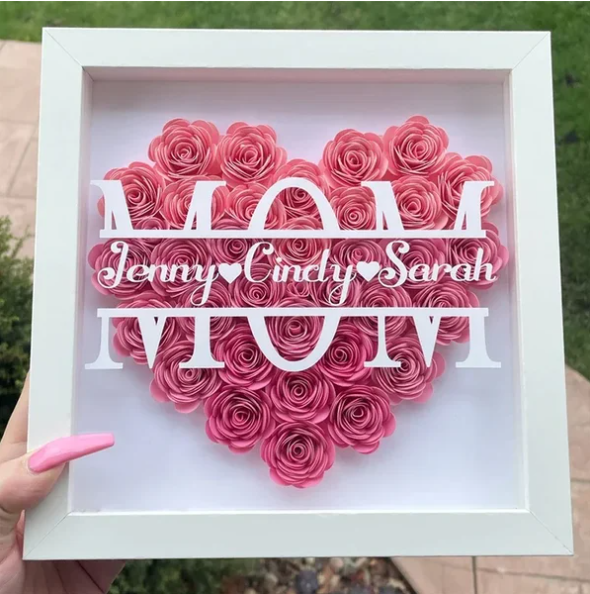 Mom We Love You - Personalized Flower Shadow Box