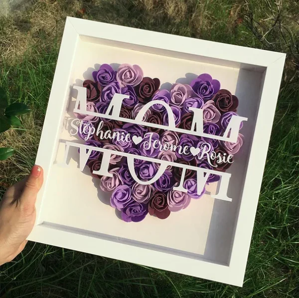 Mom We Love You - Personalized Flower Shadow Box